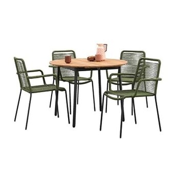 Leen Bakker Le Sud tuinset Lunas Loire rond - olijfgroen - 5-delig - Leen Bakker aanbieding