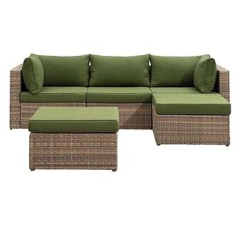 Leen Bakker Le Sud modulaire loungeset Dordogne taupe/groen - 5-delig - Leen Bakker aanbieding