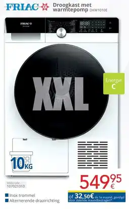 Eldi FRIAC Droogkast met warmtepomp DKW1010E aanbieding