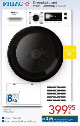 Eldi FRIAC Droogkast met warmtepomp DKW8201 aanbieding