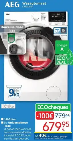 Eldi AEG Wasautomaat LR63U944 aanbieding