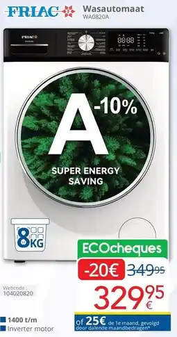Eldi FRIAC Wasautomaat WA0820A aanbieding