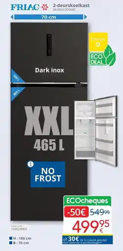 Eldi FRIAC 2-deurskoelkast KK4003/2DIXNF aanbieding