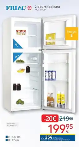 Eldi FRIAC 2-deurskoelkast KK2151/2D aanbieding