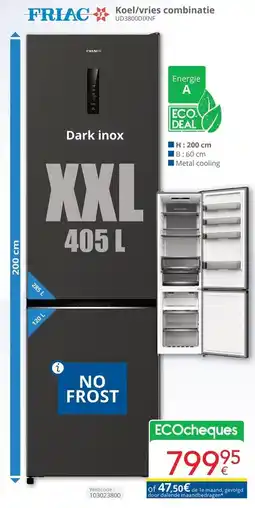 Eldi FRIAC Koel/vries combinatie UD3800DIXNF aanbieding
