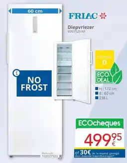 Eldi FRIAC Diepvriezer VDV7523 NF aanbieding