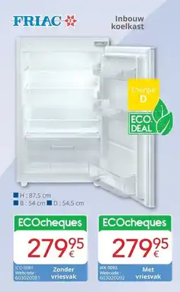 Eldi FRIAC Inbouw koelkast aanbieding