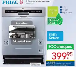 Eldi FRIAC Inbouw vaatwasser IVW3100IX aanbieding