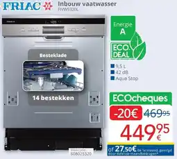 Eldi FRIAC Inbouw vaatwasser FIVW5320L aanbieding