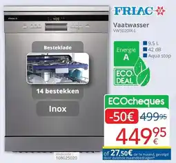 Eldi FRIAC Vaatwasser VW5020IX-L aanbieding
