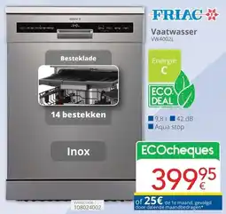 Eldi FRIAC Vaatwasser VW4002L aanbieding