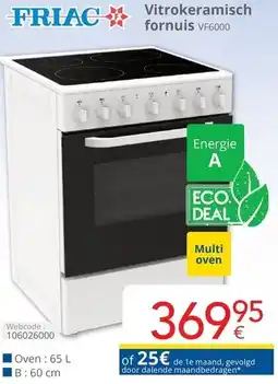 Eldi FRIAC Vitrokeramisch fornuis VF6000 aanbieding