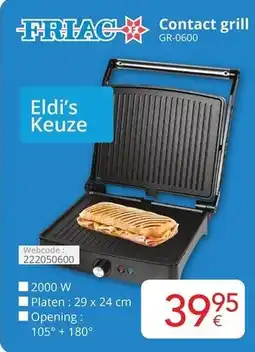Eldi Friac Contact Grill GR-0600 aanbieding