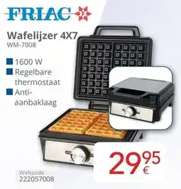 Eldi Friac Wafelijzer 4X7 WM-7008 aanbieding