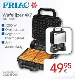 Eldi Friac Wafelijzer 4X7 WM-7008 aanbieding