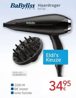 Eldi BaByliss Haardroger D572E aanbieding