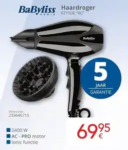 Eldi BaByliss Haardroger 6715DE "AC" aanbieding