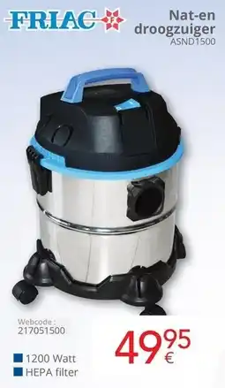 Eldi Friac Nat en droogzuiger ASND1500 aanbieding
