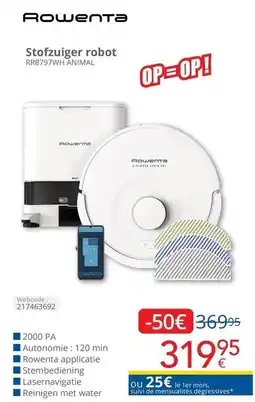 Eldi Rowenta Stofzuiger Robot RR8797WH Animal aanbieding
