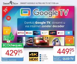 Eldi Smart tech smart google ultra HD TV aanbieding