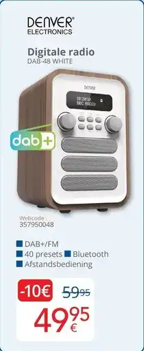 Eldi Denver Electronics Digitale Radio Dab 48 White aanbieding