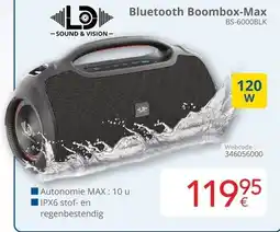 Eldi Sound & Vision Bluetooth Boombox Max BS-6000BLK aanbieding