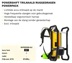 DeWALT Powershift trilnaald ruggedragen powerpack DCPS310N-XJ aanbieding
