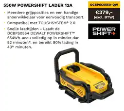 DeWALT 550W powershift lader 12A DCBPSC0550-QW aanbieding