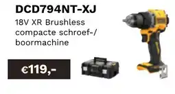 DeWALT 18V XR Brushless compacte schroef-/ boormachine DCD794NT-XJ aanbieding