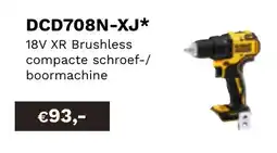 DeWALT 18V XR Brushless compacte schroef-/ boormachine DCD708N-XJ aanbieding