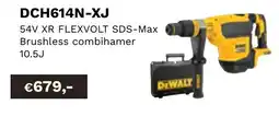 DeWALT 54V XR flexbolt SDS-Max Brushless combihamer 10.5J DCH614N-XJ aanbieding