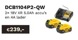 DeWALT 2x 18V XR 5.0Ah accu's en 4A lader DCB1104P2-QW aanbieding