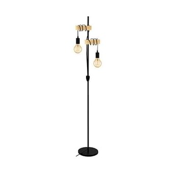Leen Bakker EGLO vloerlamp Townshend 2-lichts - eikenhout/zwart - Leen Bakker aanbieding