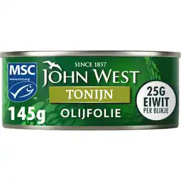 Albert Heijn John West Tonijnstukken in olijfolie aanbieding