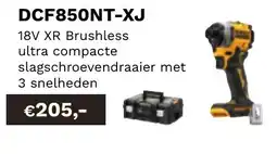 DeWALT 18V XR Brushless ultra compacte slagschroevendraaier met 3 snelheden DCF850NT-XJ aanbieding