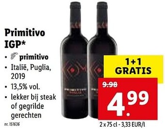 Lidl Primitivo igp aanbieding
