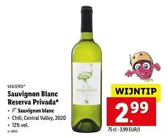 Lidl Sauvignon blanc reserva privada aanbieding