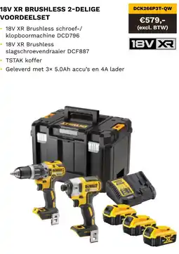 DeWALT 18V XR brushless 2-delige voordeelset DCK266P3T-QW aanbieding