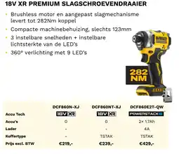 DeWALT 18V XR premium slagschroevendraaier DCF860N-XJ aanbieding