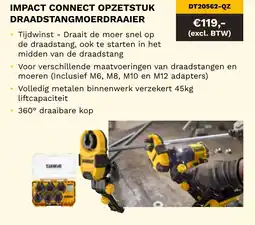 DeWALT Impact connect opzetstuk draadstangmoerdraaier DT20562-QZ aanbieding