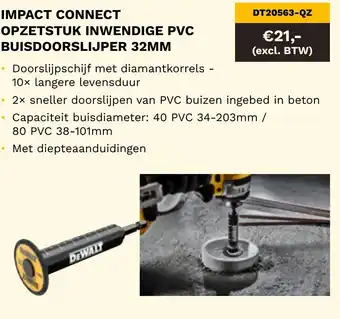 Impact connect opzetstuk inwendige PVC buisdoorslijper 32MM DT20563-QZ