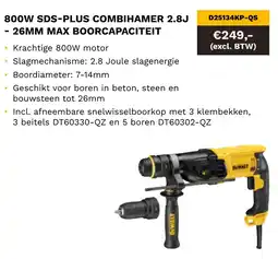 DeWALT 800W SDS plus combihamer 2.8J 26MM max boorcapaciteit D25134KP-QS aanbieding