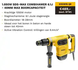 DeWALT 1.050W SDS max combihamer 6.1J 40MM max boorcapaciteit D25481K-QS aanbieding