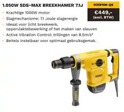 DeWALT 1.050W SDS max breekhamer 7.1J D25810K-QS aanbieding