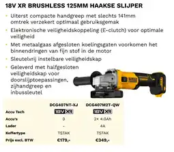 DeWALT 18V XR brushless 125MM haakse slijper DCG407NT-XJ aanbieding
