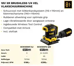 DeWALT 18V XR brushless 1/4 vel vlakschuurmachine DCW200NT-XJ aanbieding