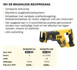 DeWALT 18V XR brushless reciprozaag DCS367NT-XJ aanbieding