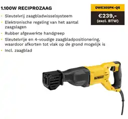 DeWALT 1.100W reciprozaag DWE305PK-QS aanbieding