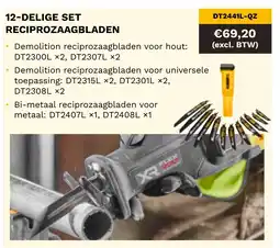 DeWALT 12-delige set reciprozaagbladen DT2441L-QZ aanbieding
