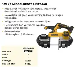 DeWALT 18V XR middelgrote lintzaag DCS378N-XJ aanbieding
